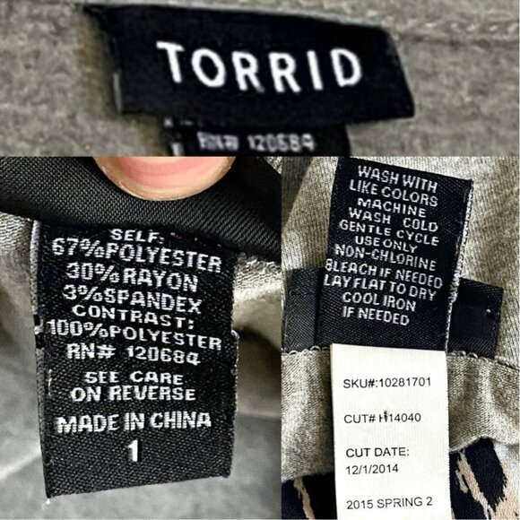 Torrid Leopard Print Chiffon Front Top Short Cap Sleeve Round Neck Gray Size 1 - Picture 4 of 5